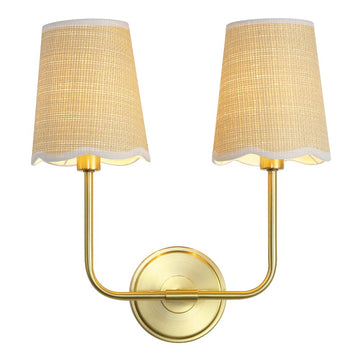 Lila Traditional Coastal Scalloped Fabric Shade/Metal LED Vanity Light